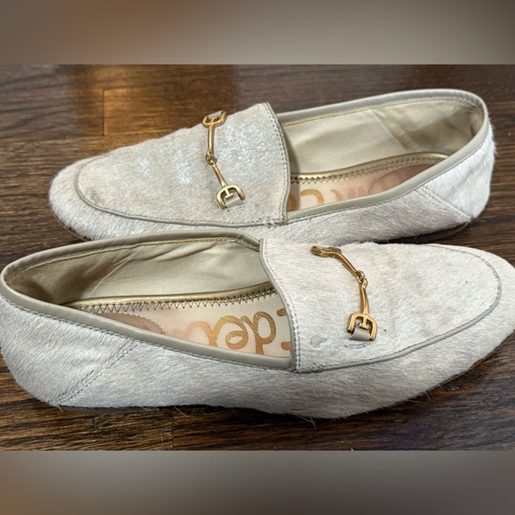 Sam Edelman Loraine Bit Gold/Tan Loafers with Chain Detail Mink Brahma Size 8 - Picture 2 of 4